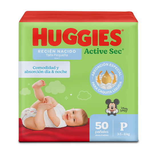 Pañales Huggies Active Sec Etapa 1/P, 50 Uds